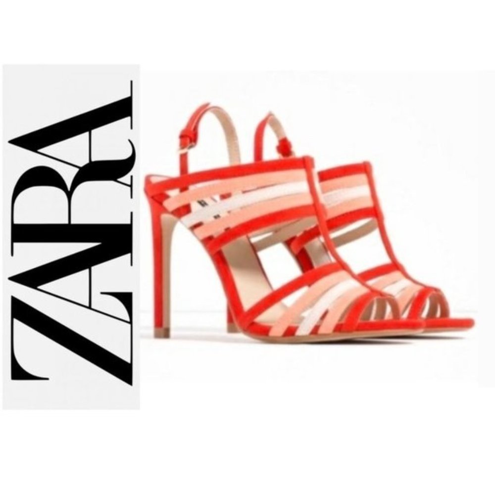 Zara White and Orange Heels Elegant Design